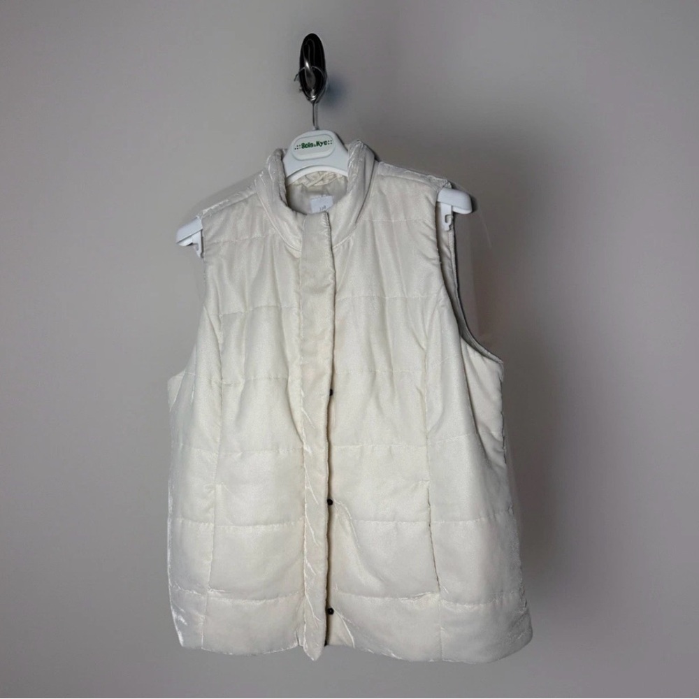J. Jill Women's Off-White Puffer Vest Cozy Large
